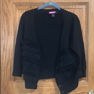 Black Sweater with Front Ruffles